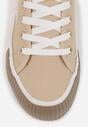 Beżowe Trampki VICES na Grubej Podeszwie z Tłoczeniami z Trójkątną Aplikacją Bolirea