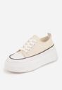 Beżowe Trampki VICES na Grubej Podeszwie Zdobione Lamówką Riosara