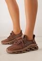 Brązowe Siateczkowe Sneakersy na Grubej Podeszwie z Perforacją Mirarien
