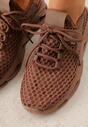 Brązowe Siateczkowe Sneakersy na Grubej Podeszwie z Perforacją Mirarien