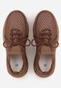 Brązowe Siateczkowe Sneakersy na Grubej Podeszwie z Perforacją Mirarien