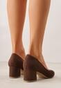 Brązowe Czółenka Vices na Obcasie ze Skórzaną Wkładką Valaria