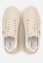 Beżowe Sneakersy VICES na Żłobionej Podeszwie Zdobione Elegancką Aplikacją Lunatea
