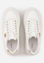 Białe Sneakersy VICES na Żłobionej Podeszwie Zdobione Elegancką Aplikacją Lunatea