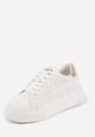 Biało-Złote Sneakersy VICES z Metaliczną Wstawką Perforacją i Gwiazdą Edanatia