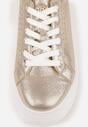 Złote Sneakersy VICES z Metaliczną Wstawką Perforacją i Gwiazdą Edanatia