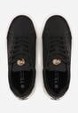 Czarne Sneakersy VICES z Metaliczną Wstawką Perforacją i Gwiazdą Edanatia