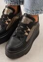Czarne Sneakersy VICES na Koturnie z Brokatem Elanatale
