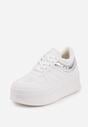 Biało-Srebrne Sneakersy VICES na Grubej Podeszwie z Przeszyciami i Tłoczeniem Berolle