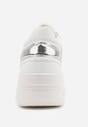 Biało-Srebrne Sneakersy VICES na Grubej Podeszwie z Przeszyciami i Tłoczeniem Berolle
