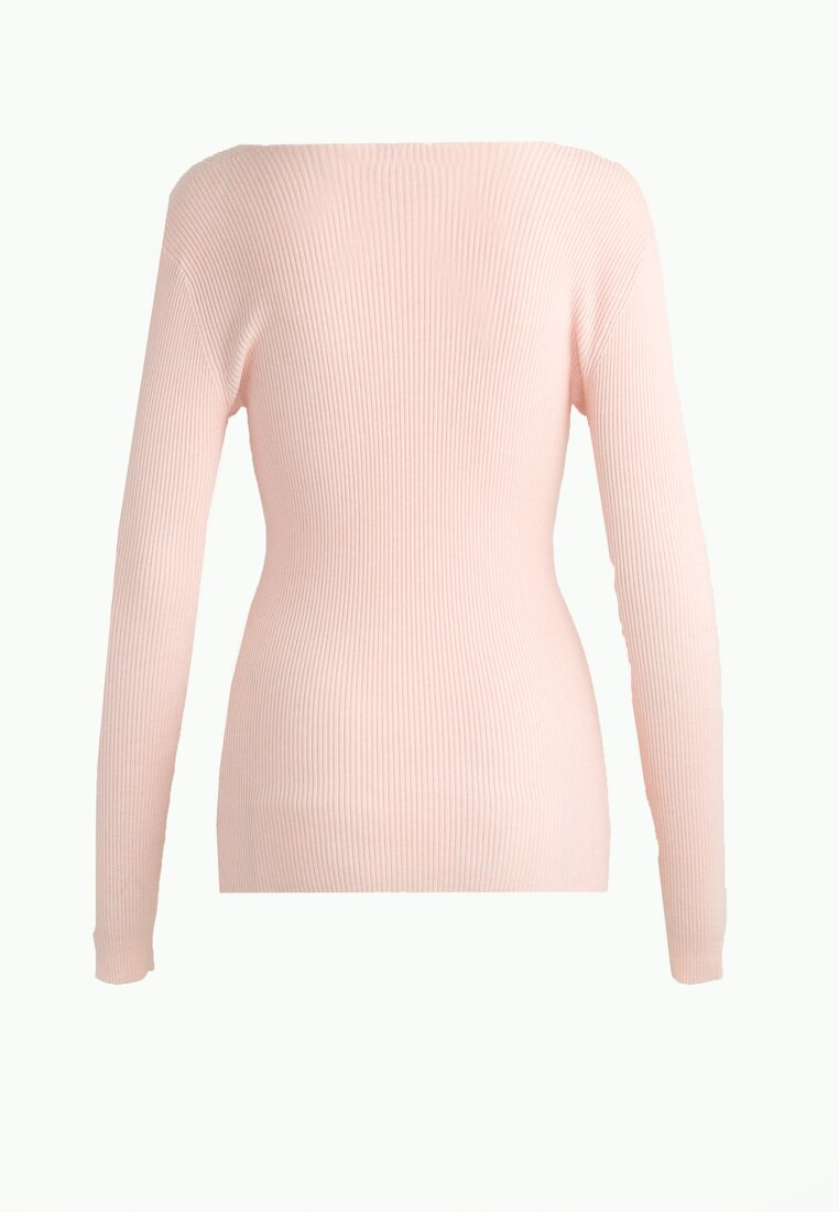 Różowy Sweterek Sexy Neckline