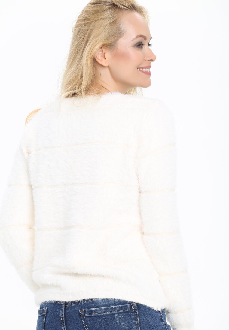 Biały Sweter Fleece