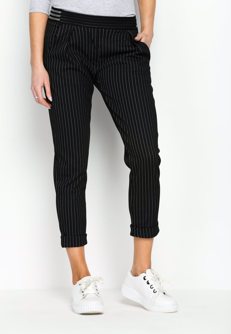 Czarne Spodnie White Stripes