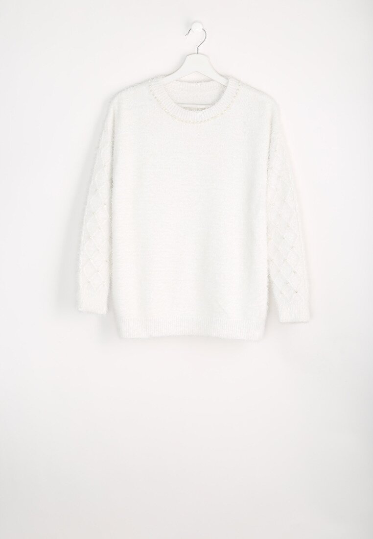 Biały Sweterek Pearl Drop