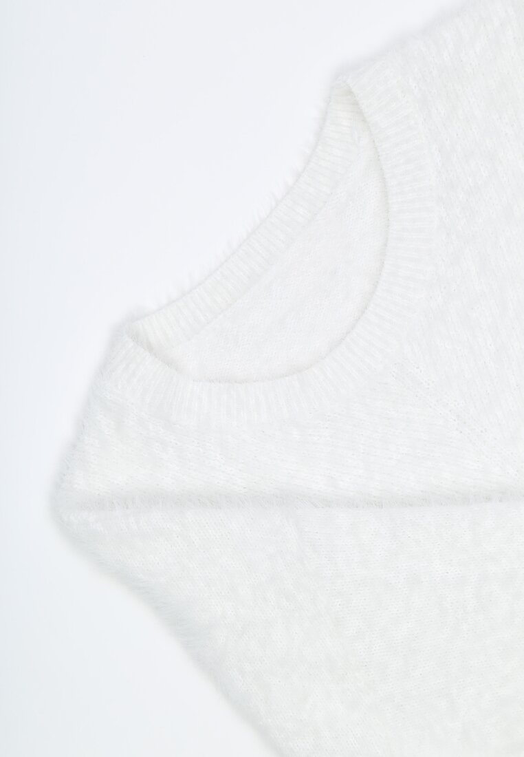 Biały Sweter Angle Cut