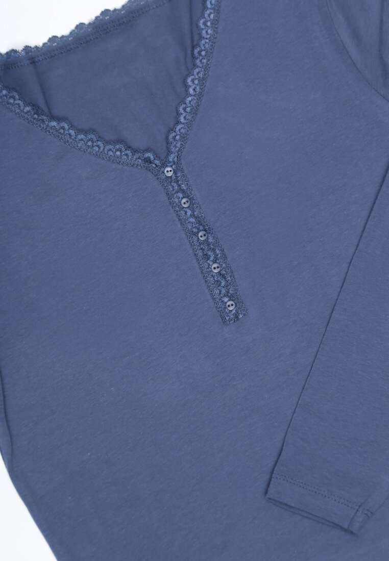 Niebieska Bluzka Collar Buttons