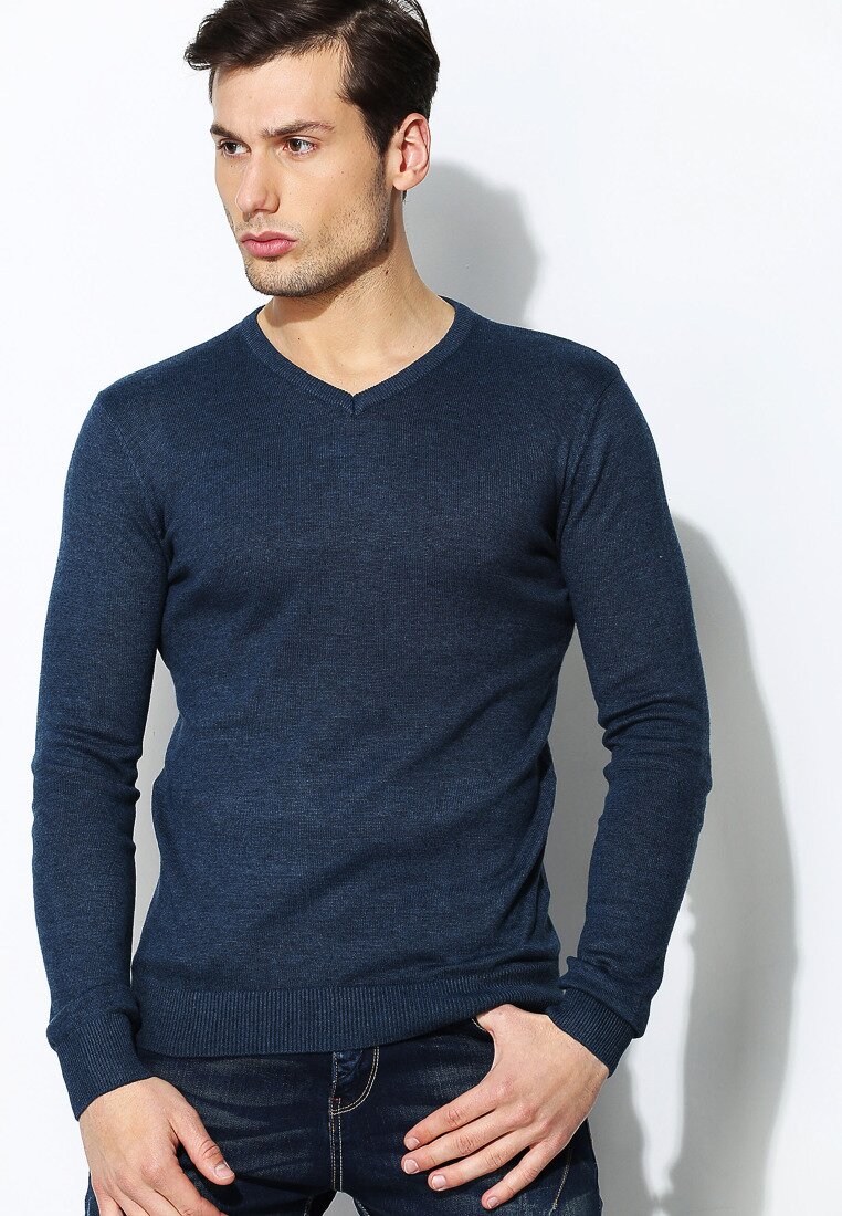 Ciemnoniebieski  Sweter Vy Style