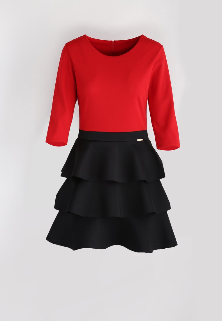 Czerwono-Czarna Sukienka Full of Layers