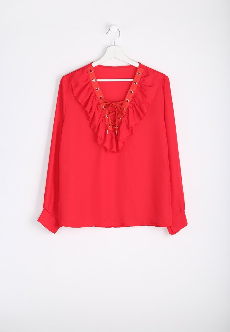 Czerwona Bluzka Zip Lip