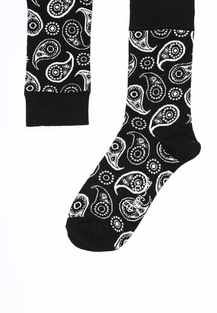 Czarno-Białe Skarpetki Paisley Happy Socks