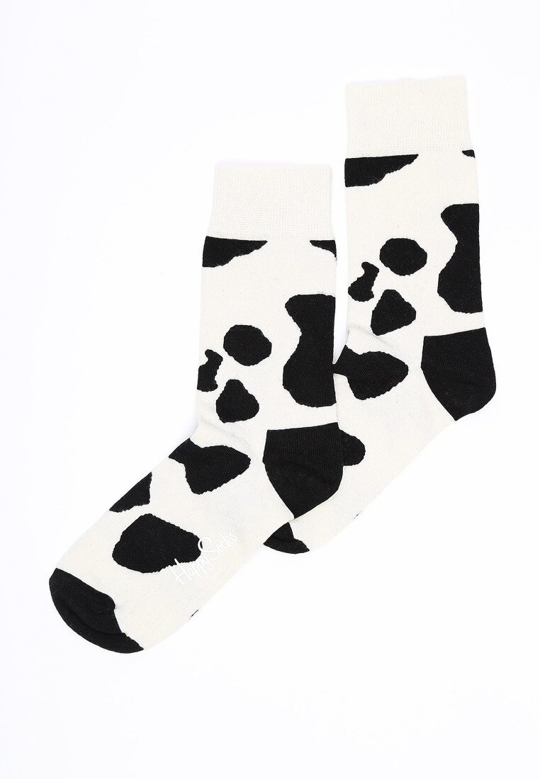 Czarno-Białe Skarpetki Cow Happy Socks