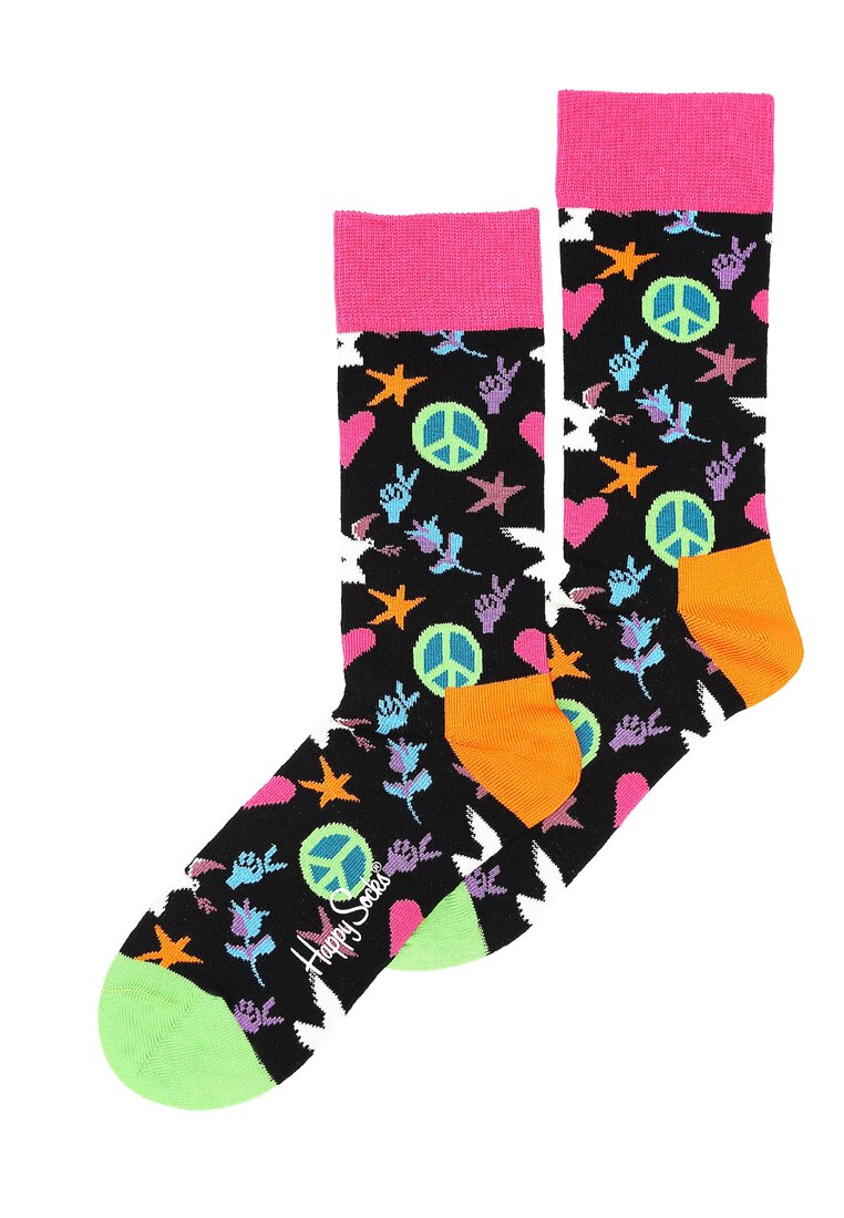 Czarne Skarpetki Love And Peace Happy Socks