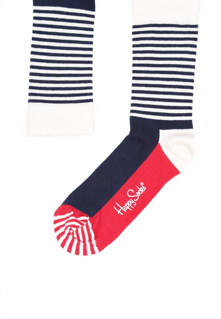 Granatowo-Czerwone Skarpetki Half  Stripe Happy Socks