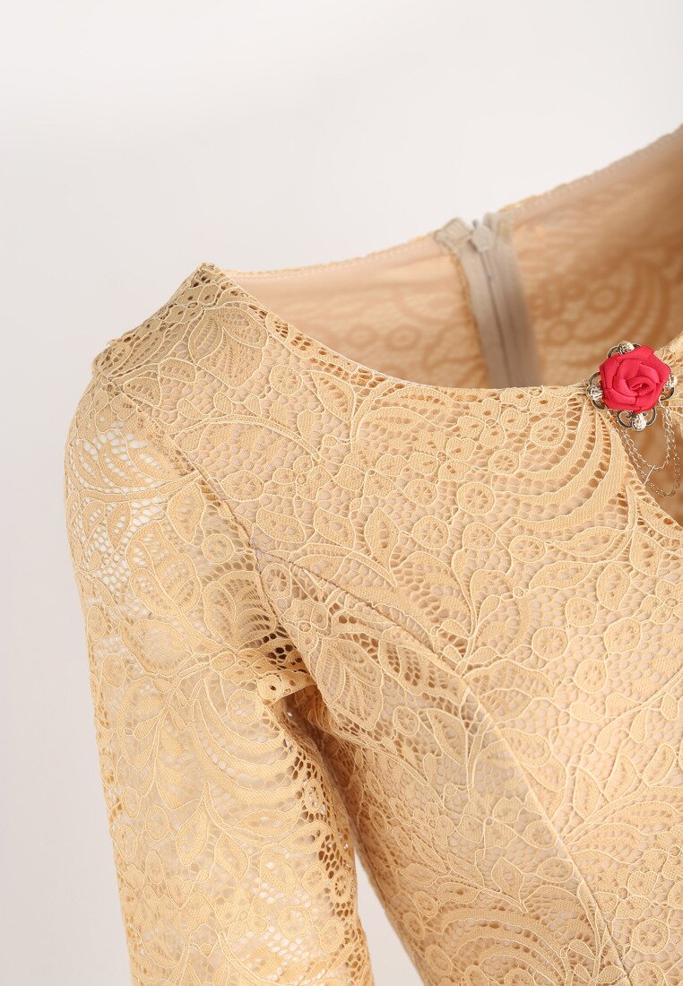 Beżowa Sukienka Roses Detail