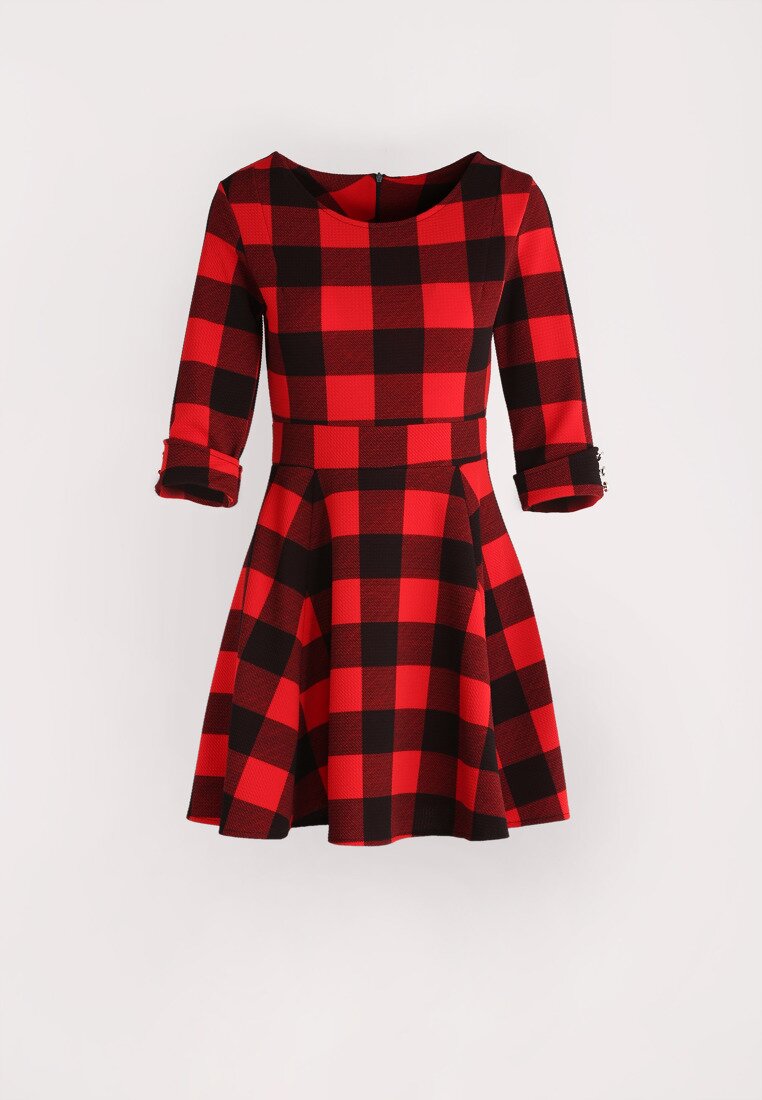 Czerwono-Czarna Sukienka Vichy