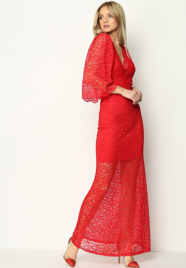 Czerwona Sukienka Retro Laces