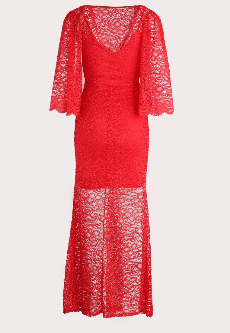 Czerwona Sukienka Retro Laces