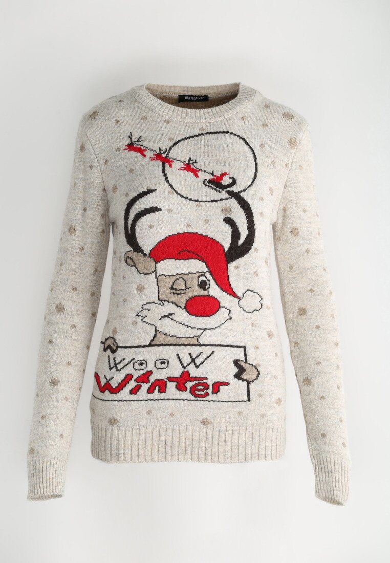 Beżowy Sweter Woow Winter