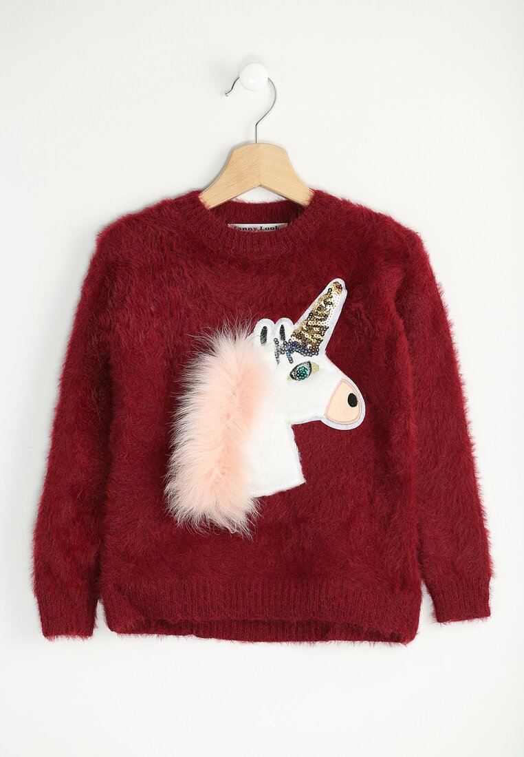 Bordowy Sweterek Unicorn