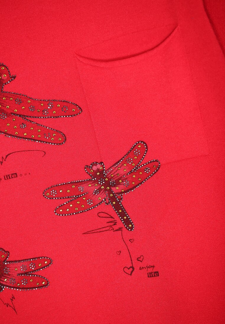 Czerwony Sweterek Dragonfly
