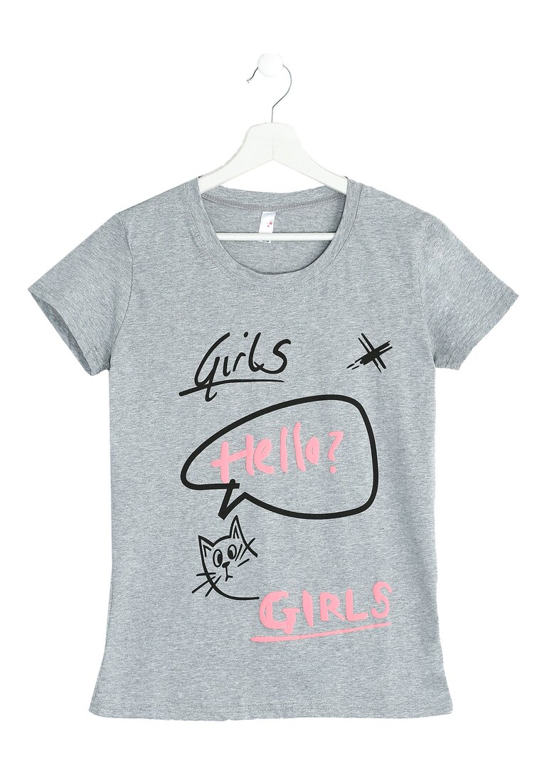 Szary T-shirt Hello Girls