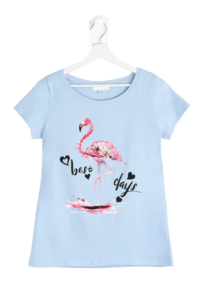 Jasnoniebieski T-shirt Pink Flamingo
