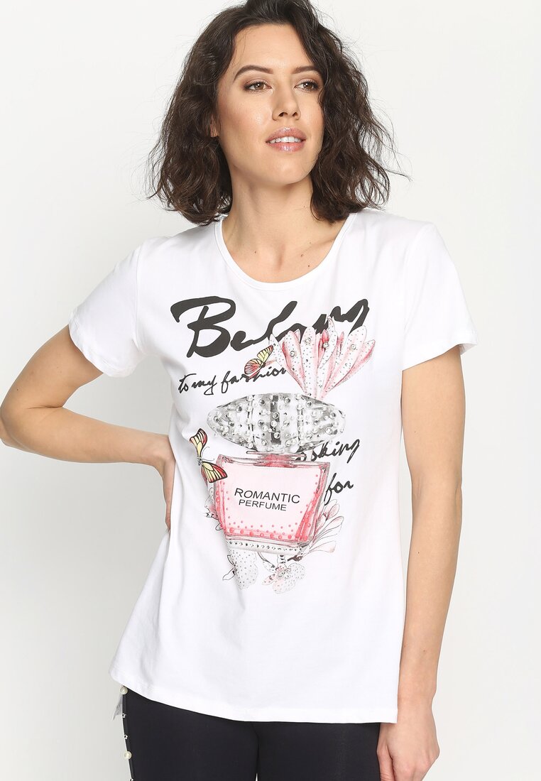 Biały T-shirt Broider Bloom
