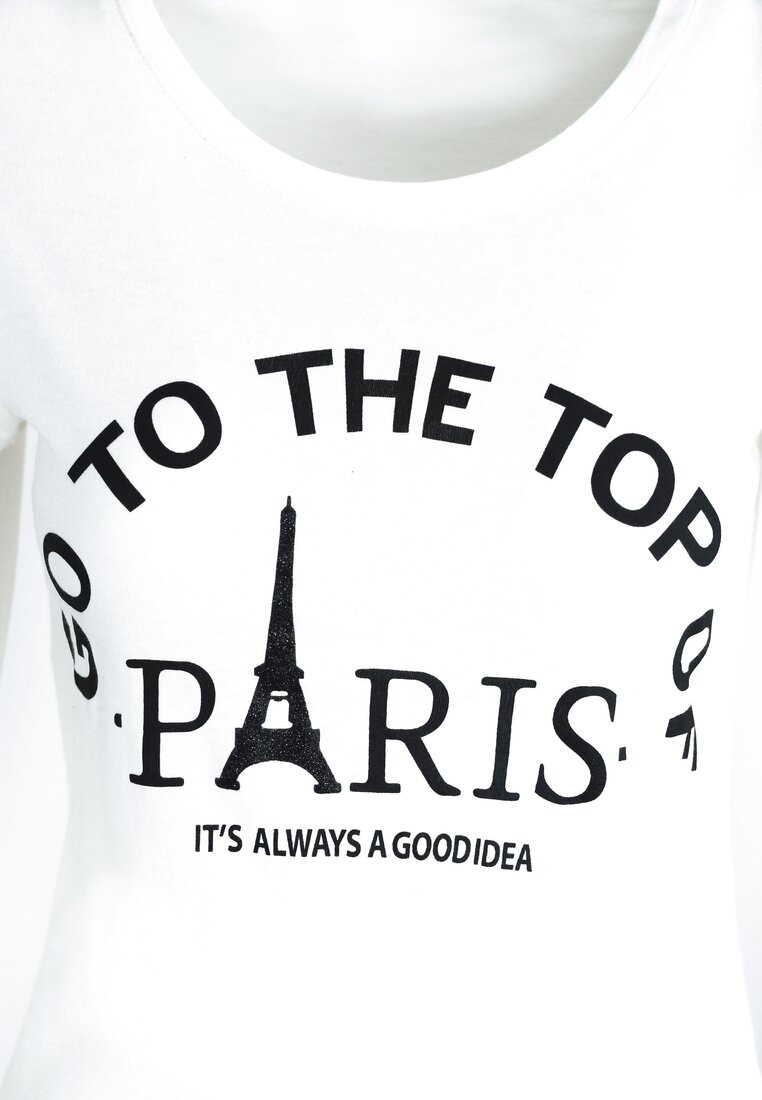 Biały T-shirt Eiffel Tower