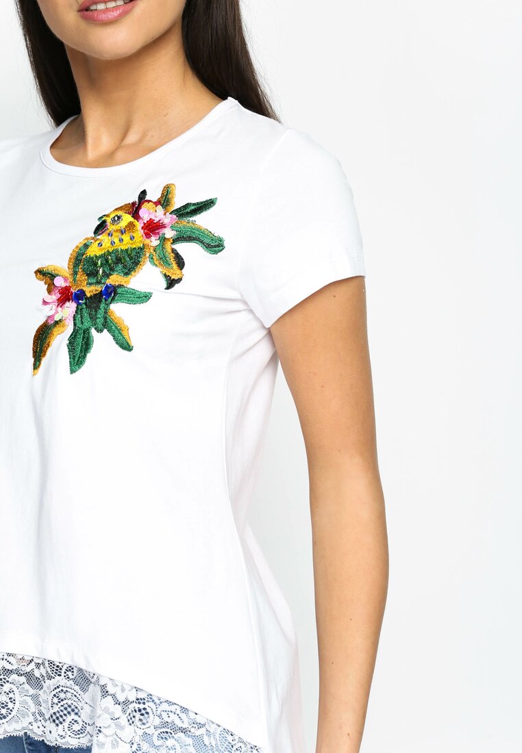 Biały T-shirt Parrot In The Jungle