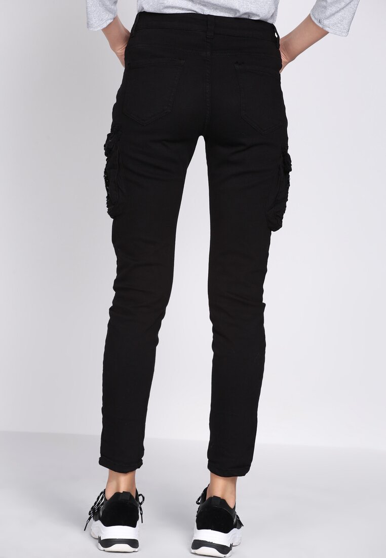 Czarne Spodnie Cargo Fashion