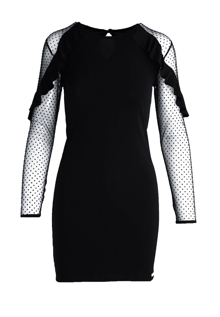 Czarna Sukienka Transparent Sleeves