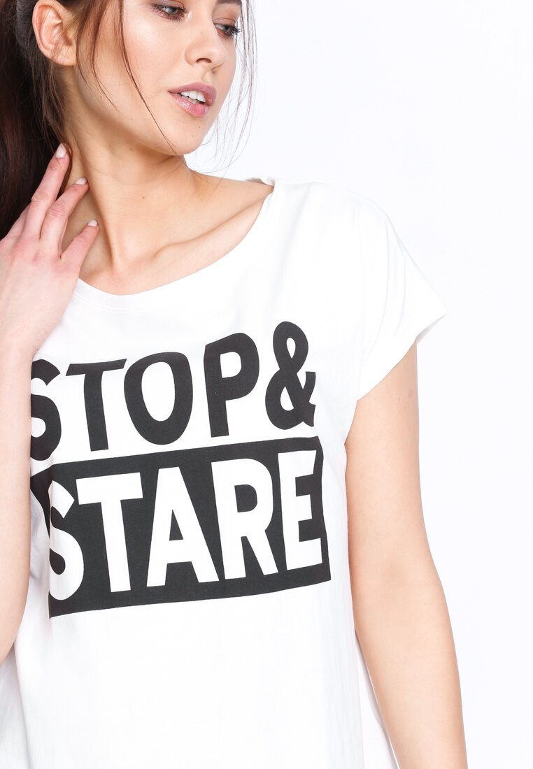 Kremowy T-shirt Stop&Stare