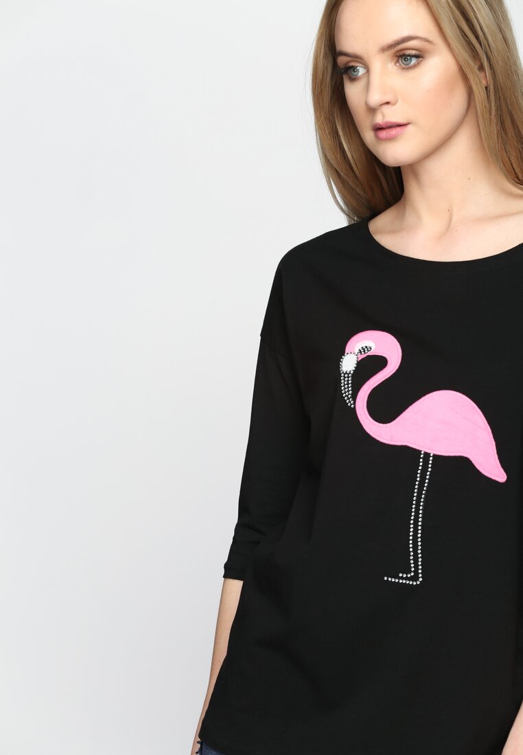 Czarna Bluzka Shiny Flamingo