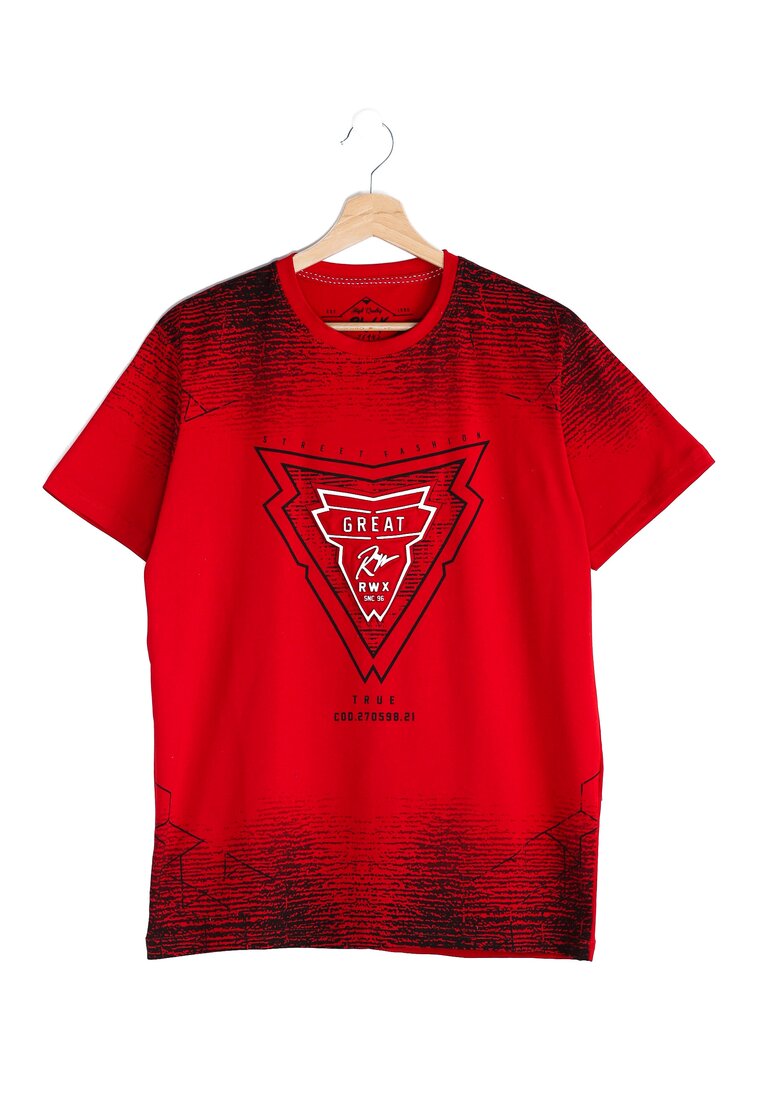 Czerwona Koszulka Geometric Cougar