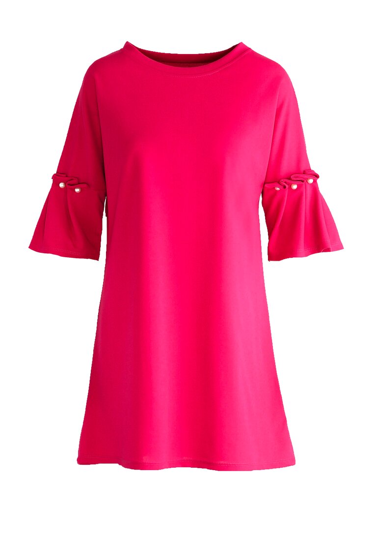 Fuksjowa Sukienka Pleated Sleeves