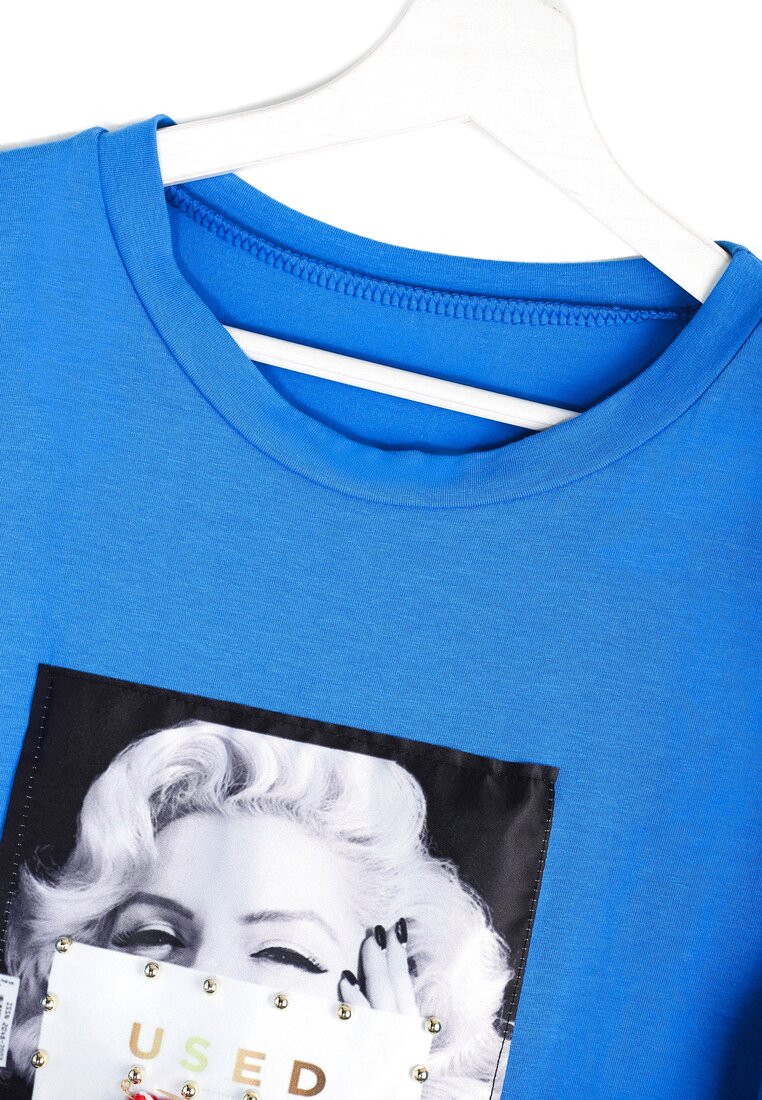 Niebieski T-shirt Used Famous