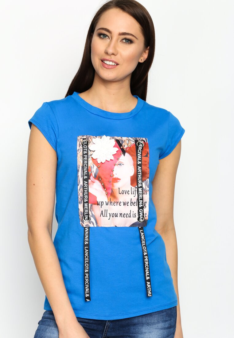 Kobaltowy T-shirt Pop Art