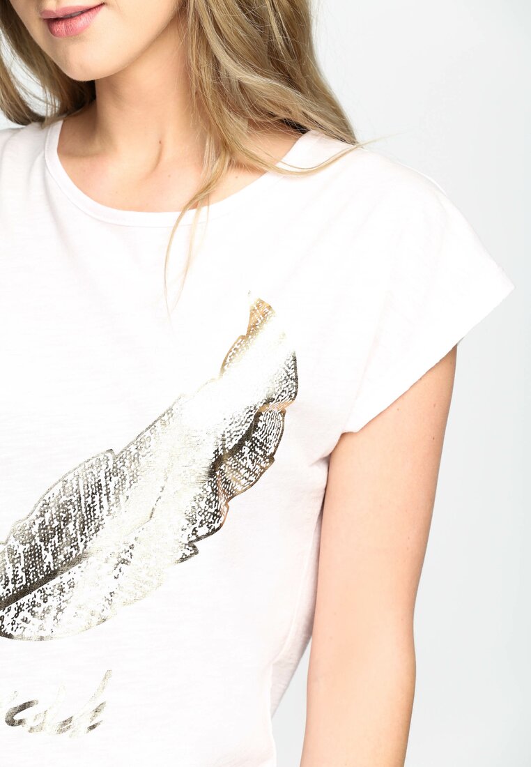 Jasnoróżowy T-shirt Golden Feather