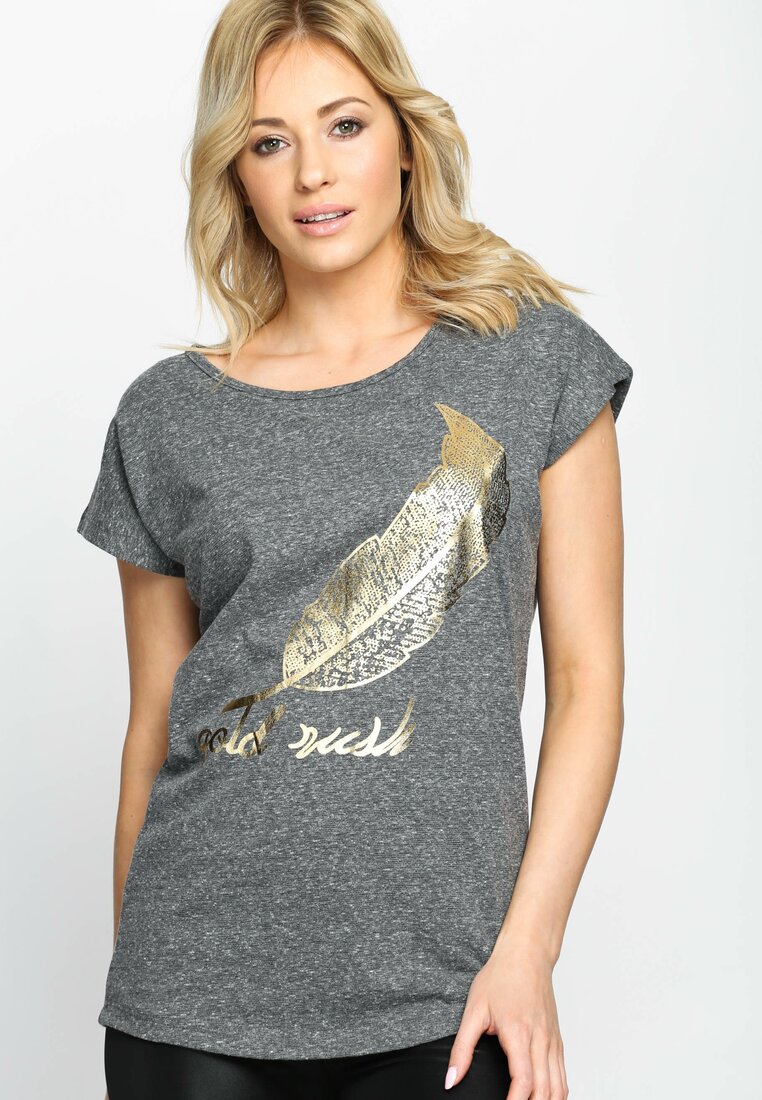Szary T-shirt Golden Feather