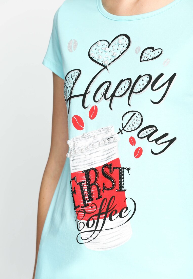 Niebieski T-shirt Morning Coffee